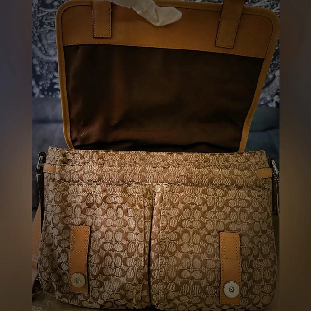 Vintage Y2K Coach Brown Signature Crossbody Bag messenger bag - Picture 9 of 17